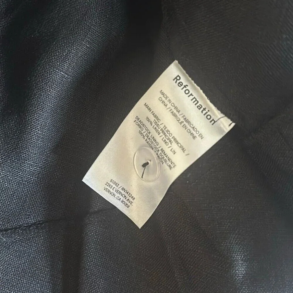 NEW Reformation Balia Linen Midi Dress in Black | size 2 - Picture 9 of 12